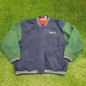 Vintage Bugle-Boy Fleece Jacket Large 26x27 Baggy Two-Tone Y2K